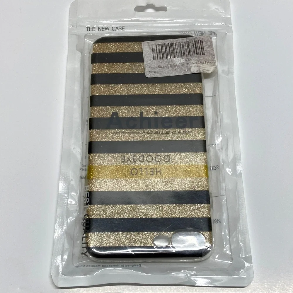 iPhone 7 Plus Mobile Case Gold Glitter Striped Cell Phone Sparkle Fashion NWT